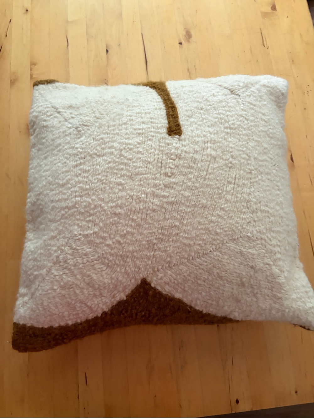 West Elm Cream and Brown Textured Throw Pillow